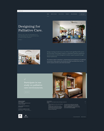 Designing for Palliative Care academic architecture blue design form minimal navigation navy newcastle photography research survey typography ui ux web design webdesign website website design wordpress