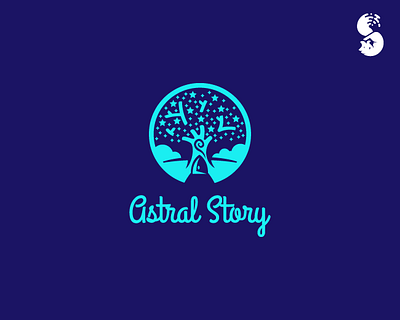 Astral Story Logo cute fantasy logo magical portal stars tree