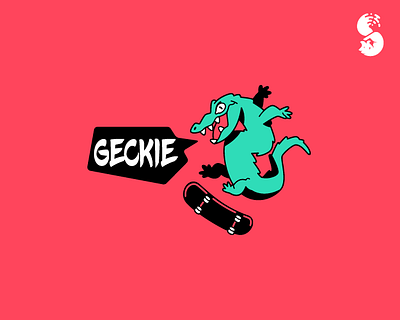 geckie Logo crocodile fun logo skateboard wild