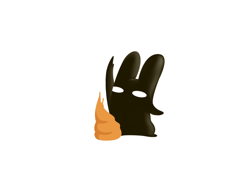 hitting poop 2d 2danimation animal balck rabbit rabbitpoop vector