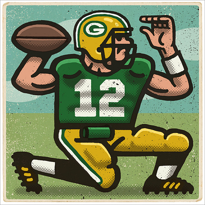 Aaron Rodgers Portrait aaron rodgers athlete cheese heads drawing football go pack go green bay illustration mario nfl packers portrait zucca