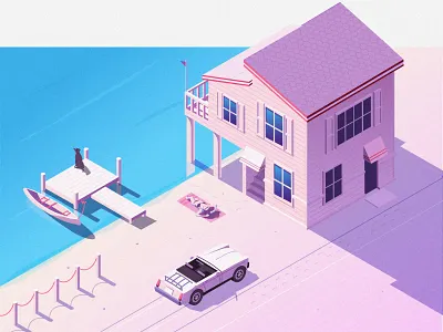 by the sea graphic illustration imitation