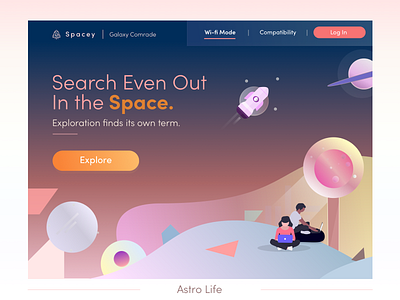 Astro Tech Life astronaut design gradient outer space rocket space ui ux website design