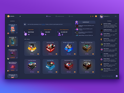 Dark Mode | Case Opening Website blockchain crypto dark ui dashboard design gambling gradient online casino ui virl