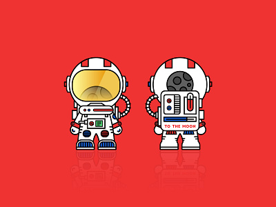 To The Moon astronaut color illustration red universe