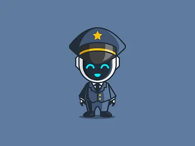 Robot Pilot clouds icon logo mascot modern pilots plane playful vector