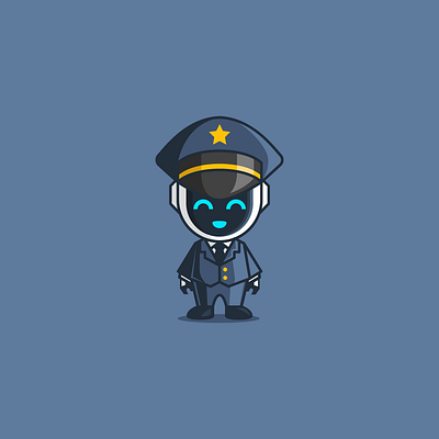 Robot Pilot clouds icon logo mascot modern pilots plane playful vector