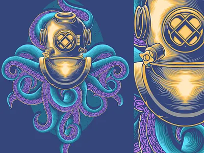 steampunk art artwork design drawing illustration illustrator kraken sea