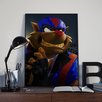 T-Bone - SwatKats - Polygonal Art cartoon polygonal