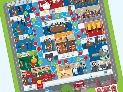 Boardgame for the bank game art gamification illustration