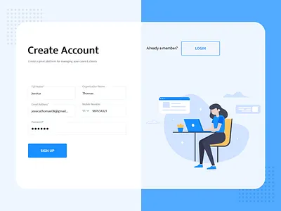 Create Account blue theme create account form design illustraion illustration login illustration sign up illustrator login login design login page login screen sign in sign in page sign in screen signup signup form signup page signup screen web login webdesign