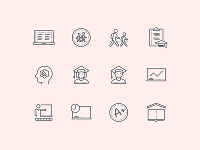 Dotted Education Icons design design tools dots education flat design glyph graphic design icon pack icons icons design icons set outline icon school student ui user experience ux vector vector art web design