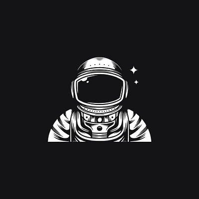 Astronaut Logo (logo for sale) astronaut brand identity branding clean design cosmonaut creative design for sale unused buy freelance logo designer hand drawn logo design logoground monochrome negativespace simple logo space spaceman stars stock logo universe vector