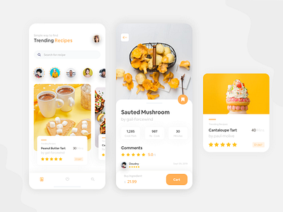 Cook Recipe Book App booking card categories clean comments cook dashboard feature food illustration instagram mobile app orange portfolio recipe restaurant shopping task management ui pack walkthrough