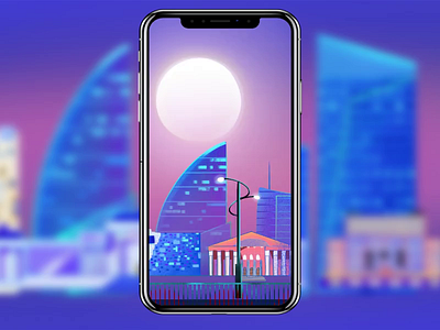 Ulaanbaatar city view 🌃 animation architecture buildings city city night gradient illustration landscape mongolia mood moon sunset traffic ub city ulaanbaatar urban art vector vibe view