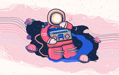 Astronaut 90s astronaut childhood design graphic design illustration layout radio stereo surrealism