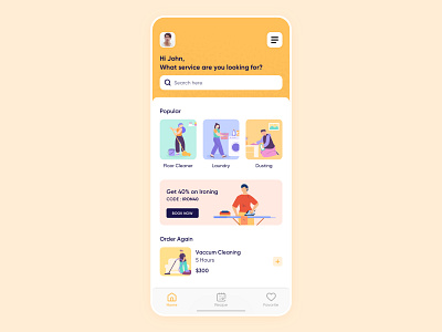 On-Demand House Cleaning - Home app concept design flat handy icon illustration illustrator ios iphone maid minimal mobile taskrabbit thumbtack ui user experience ux vector