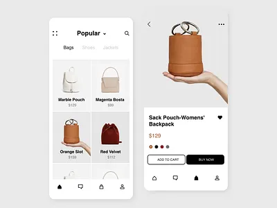 Minimalist E-Com App android app design clean ui ecommerce light theme light ui minimal minimalism modern design modernism