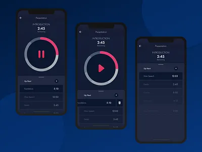 Timer Ui concept adobe xd blue concept dark darkmode experience design mobile smartphone timer ui user experience user interface ux xd xddailychallenge