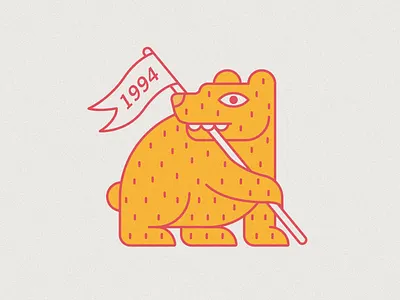 bigbeardamian 2d animal animals badge banner bear birthday brand branding design flag flat icon icons illustration logo red typography vector yellow