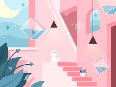 猫の思い cartoon cat design illustration space sweet vector