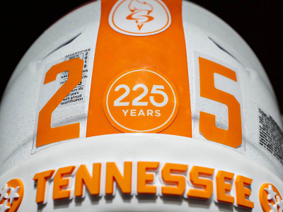 225 Years pt. I anniversary football helmet knoxville ncaa sec tennessee type typography university of tennessee volunteers