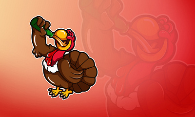 Drunk Turkey on Thanksgiving Day ! beer cartoon character drunk illustration logo thanksgiving thanksgiving day