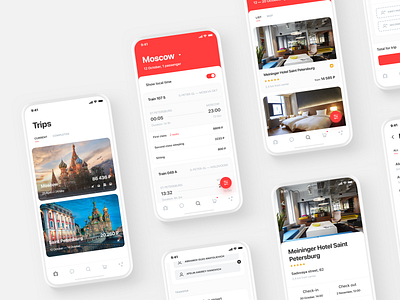 Smartway App Design app booking business clean filter flights hotels icons layout mobile mobile design mockup search tickets trains travel trip ui ux