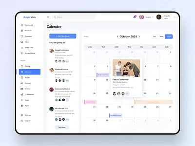 Bright Web Dashboard UI Kit admin dashboard admin template android app ui kit bootstrap dashboard brightscouts dashboard dashboard ui dashboard ui kit design gradient illustration ios logo modern design statistics typography vector web