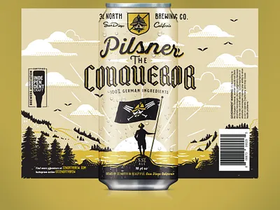 Pilsner The Conqueror Can Design alcohol packaging beer beer design design illustration label design label packaging print retro supply co typography vector