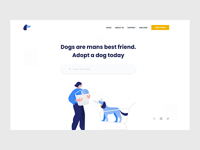 Adopt a dog - demo landing page design dogs illustraion illustration landingpage ui ux vector website woman