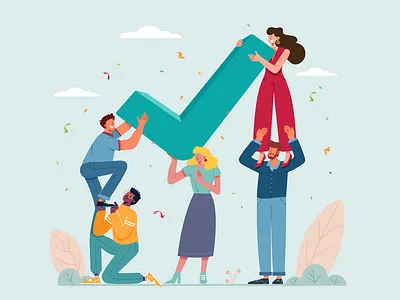 Check boy business career character check checkmark collaboration friend girl group help illustration job man mark office people success team woman