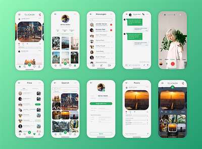 Clicker | Social Media App app design graphic design media mobile mobile app mobile app design mobile application mobile ui social social media design social media templates socialmedia ui uiux ux web
