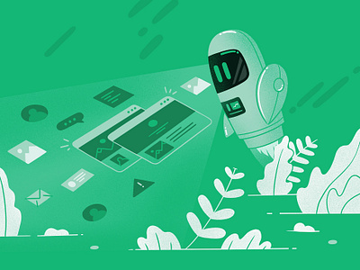 Scanning design egoraz flat icon illustration robot scanning style styleguide