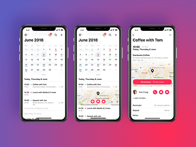 Clean Calendar iOS app app design flat ios iphone mobile ui ux