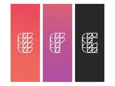 E. F. G display type 3d alphabet badge branding circle color display fun half interlaced line logo minimalistic modern shadow shapes simple symbol typography