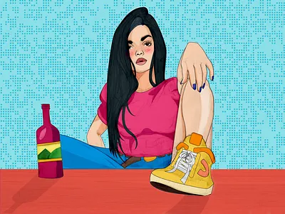 Drunk Girl adobe alchohol art bored boredom deep design drawing flat art girl illustration illustrator mood realism realistic teen teenager vector vector art vector illustration
