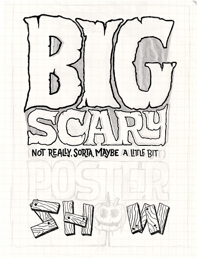 BIG big grid halloween hand drawn lettering poster retro supply co sketch