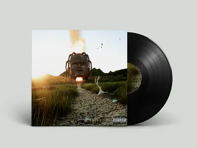 Days After Astro Vinyl 3d birds cinema 4d design digital grid la flame landscape landscape design maxon mountains octane render sun travis scott