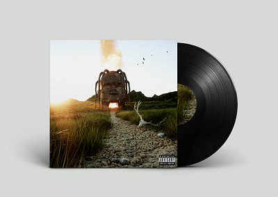 Days After Astro Vinyl 3d birds cinema 4d design digital grid la flame landscape landscape design maxon mountains octane render sun travis scott