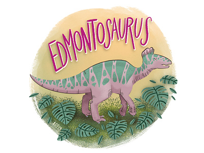 E is for Edmontosaurus dinosaur alphabet dinsoaur doodle drawing hand drawn illustration illustrator lettering