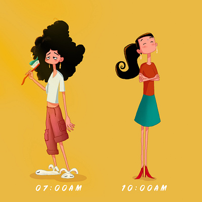 7 AM and 10 AM art character illustration photoshop