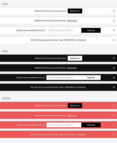 Banner admin design admin panel announcement announcement banners announcement bars banners bars conversion email capture newsletter form promotion banner promotion bar smart bar subscribe subscription website conversion