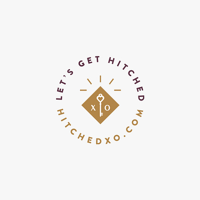 Hitched XO — Secondary Mark gold hitched icon key logo love rays sans serif secret society sub mark wedding workshop