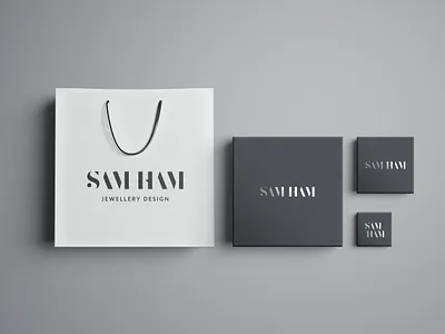Sam Ham packaging system embossed flexible logo jewellery box jewellery store logo logotype packaging packaging design rebrand responsive logo shopping bag system typography