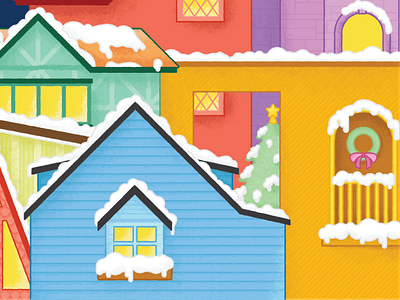 Little Holiday Houses christmas holiday houses illustration pastel vector