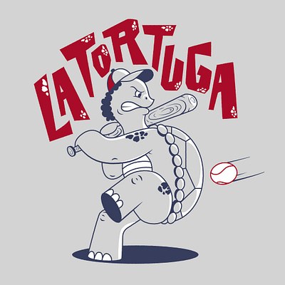 La tortuga baseball character illustration mascot turtle