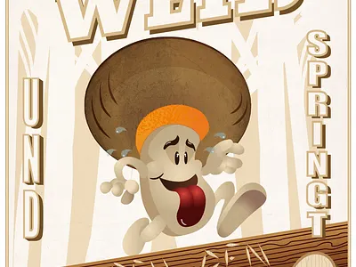 funny postcards champignon design food illustration joke vector witz