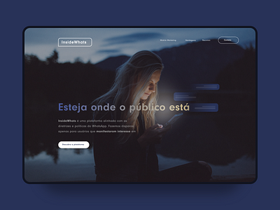 Landing page shot for a mobile marketing plataform blue concept marketing mobile plataform ui uidesign uidesigner