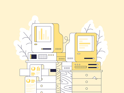 Data color computers data design furniture plants vector